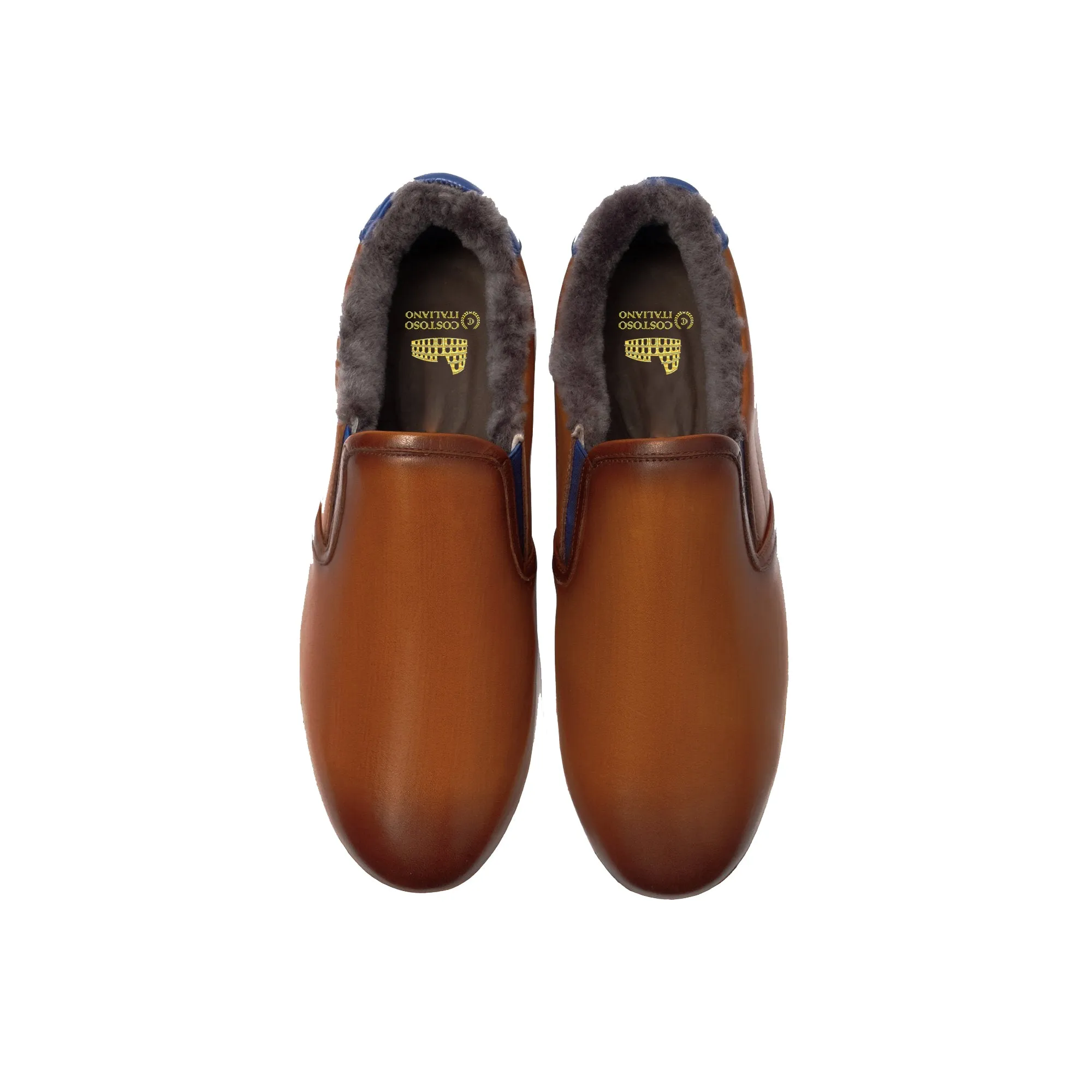 Tan Leather Alton Shearling Cuff Sneakers