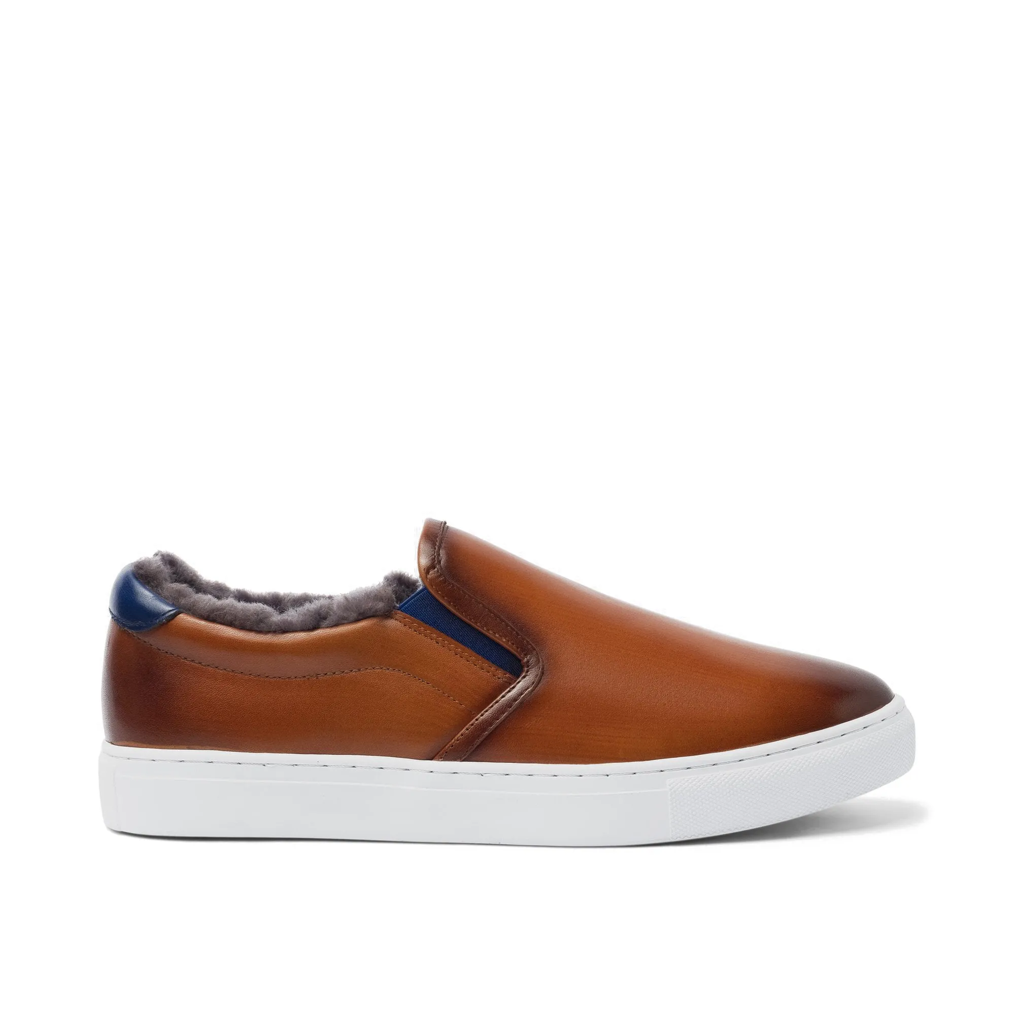 Tan Leather Alton Shearling Cuff Sneakers