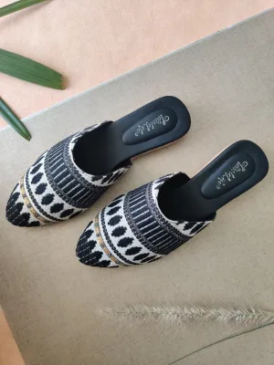 Textured Black Vegan Mules