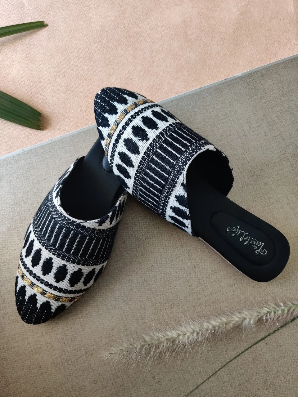 Textured Black Vegan Mules