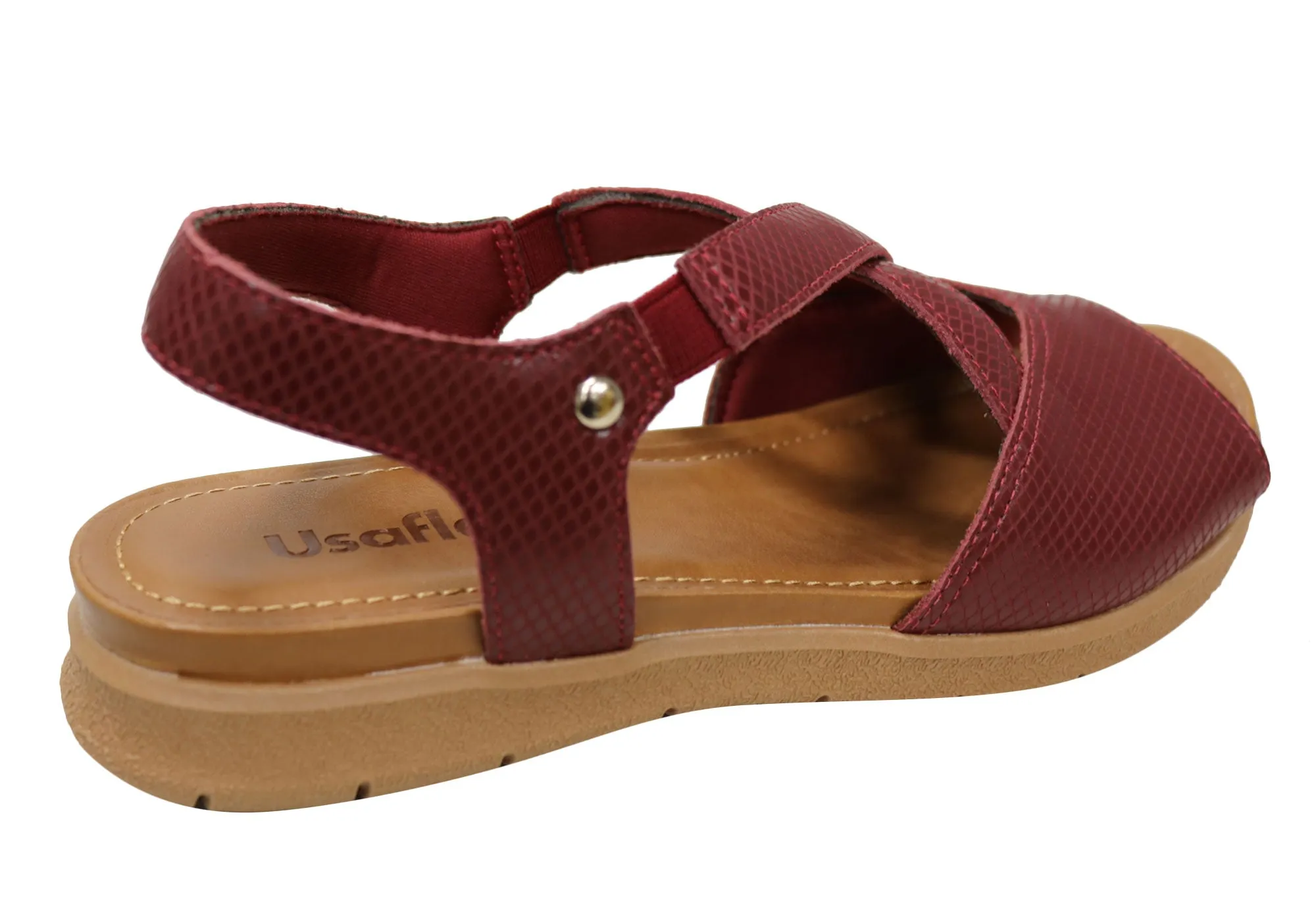 Usaflex Cynara Womens Comfortable Leather Sandals Made In Brazil