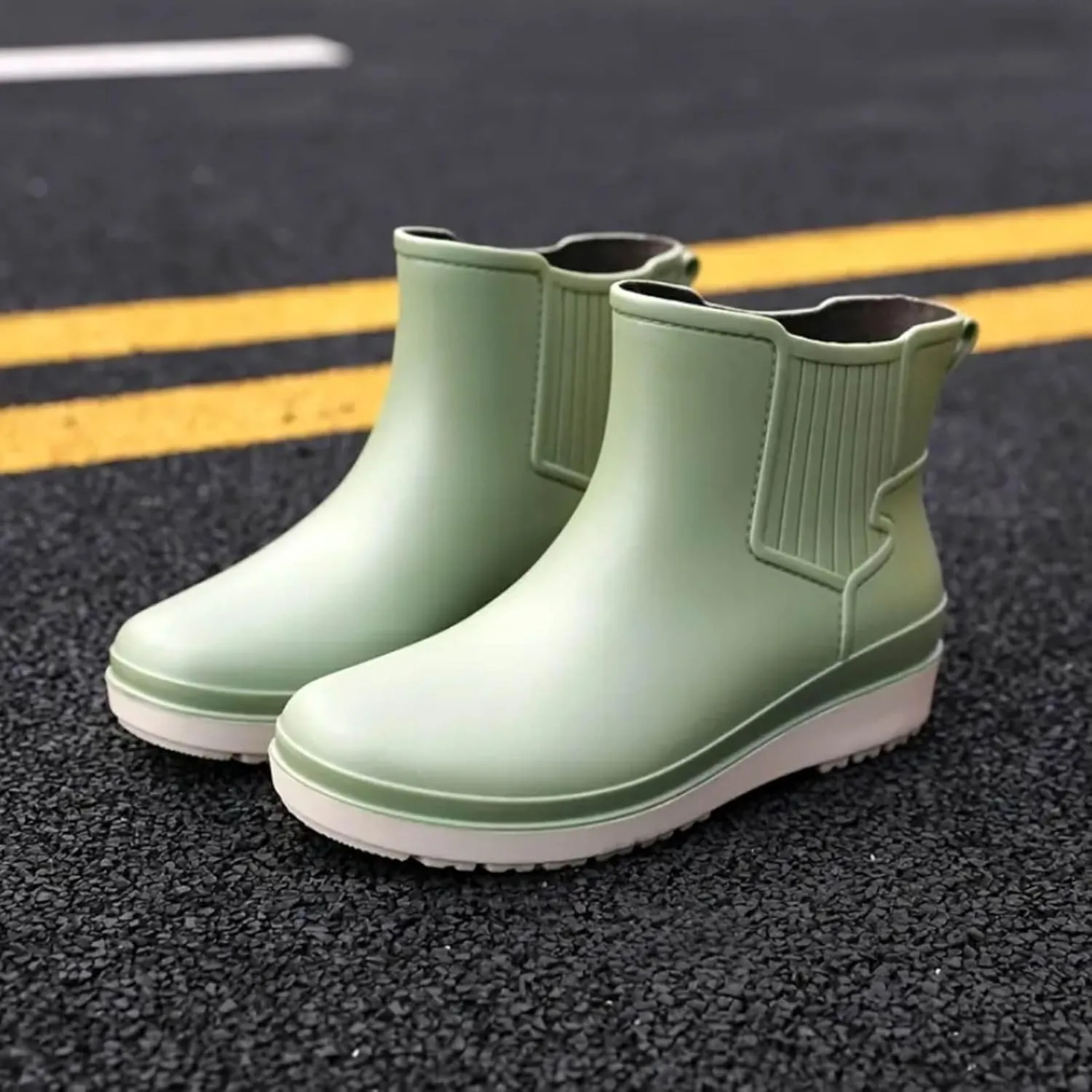 Womens Ankle Rain Boots Ladies Winter Spring Garden Fashionable Low Top and Rain Boots Muddy Boots Women
