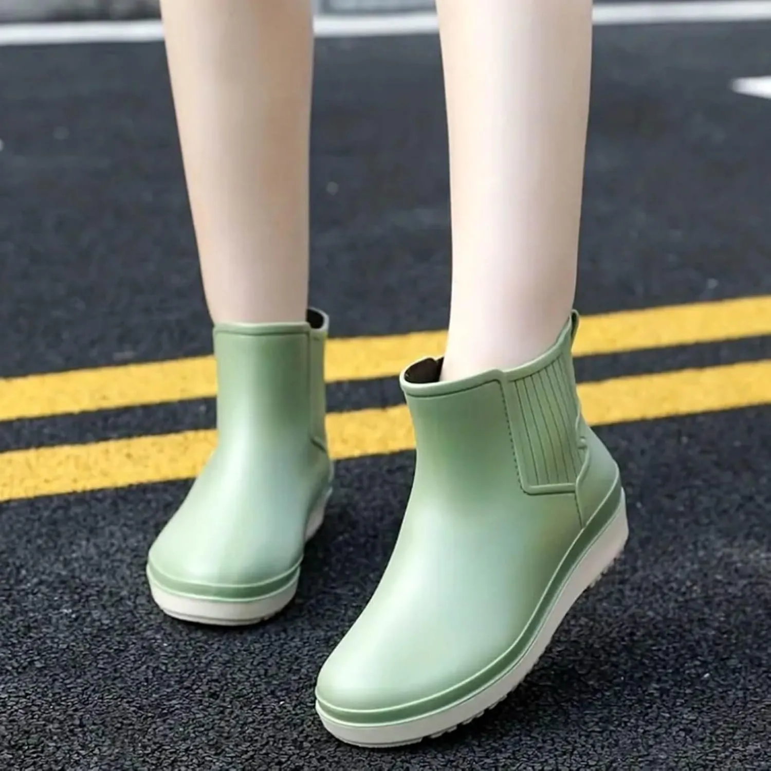 Womens Ankle Rain Boots Ladies Winter Spring Garden Fashionable Low Top and Rain Boots Muddy Boots Women