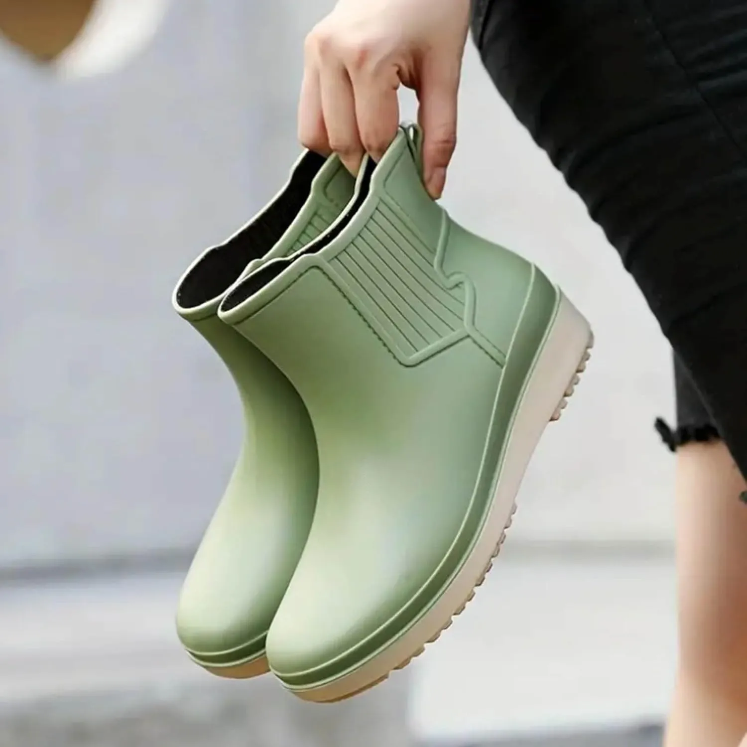 Womens Ankle Rain Boots Ladies Winter Spring Garden Fashionable Low Top and Rain Boots Muddy Boots Women