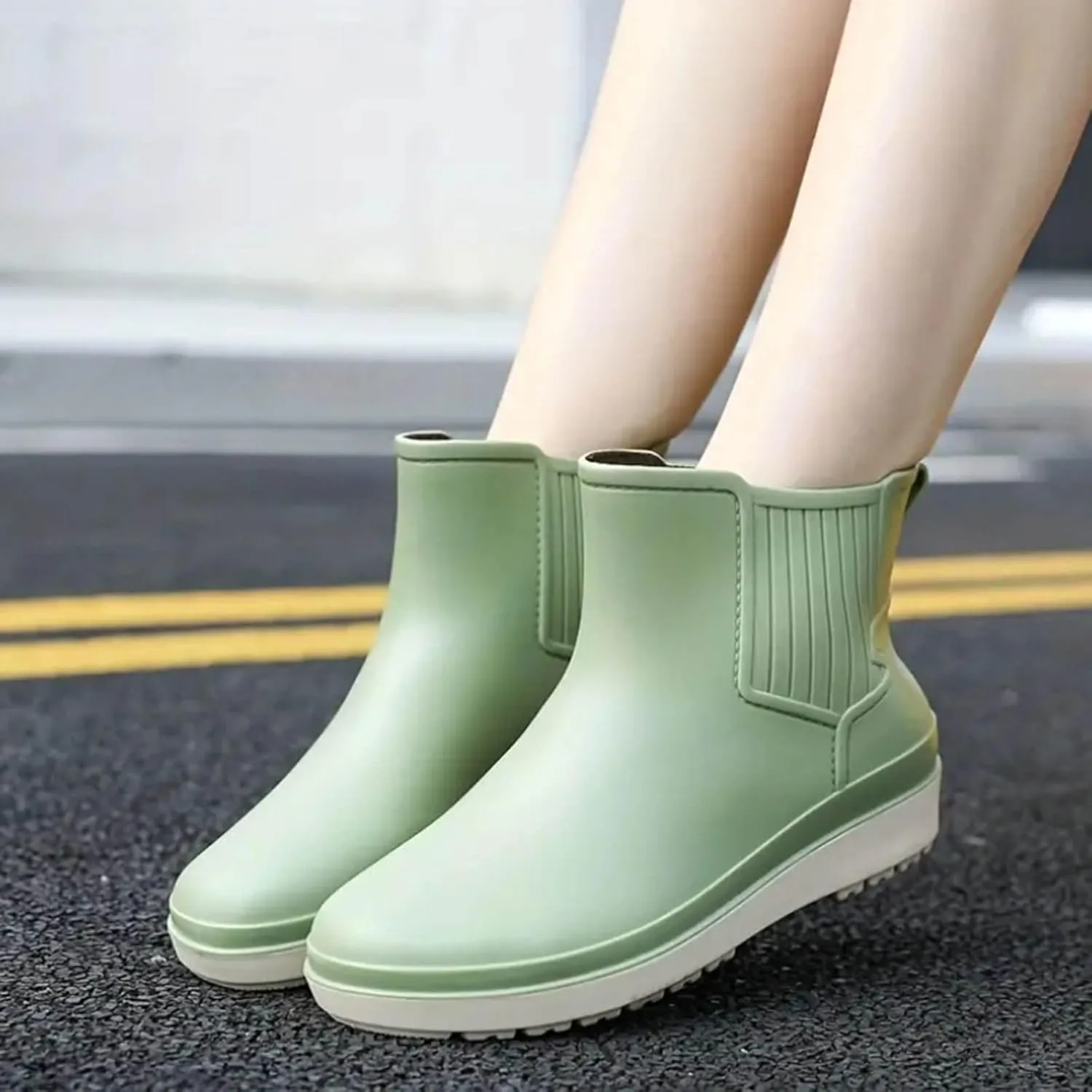 Womens Ankle Rain Boots Ladies Winter Spring Garden Fashionable Low Top and Rain Boots Muddy Boots Women