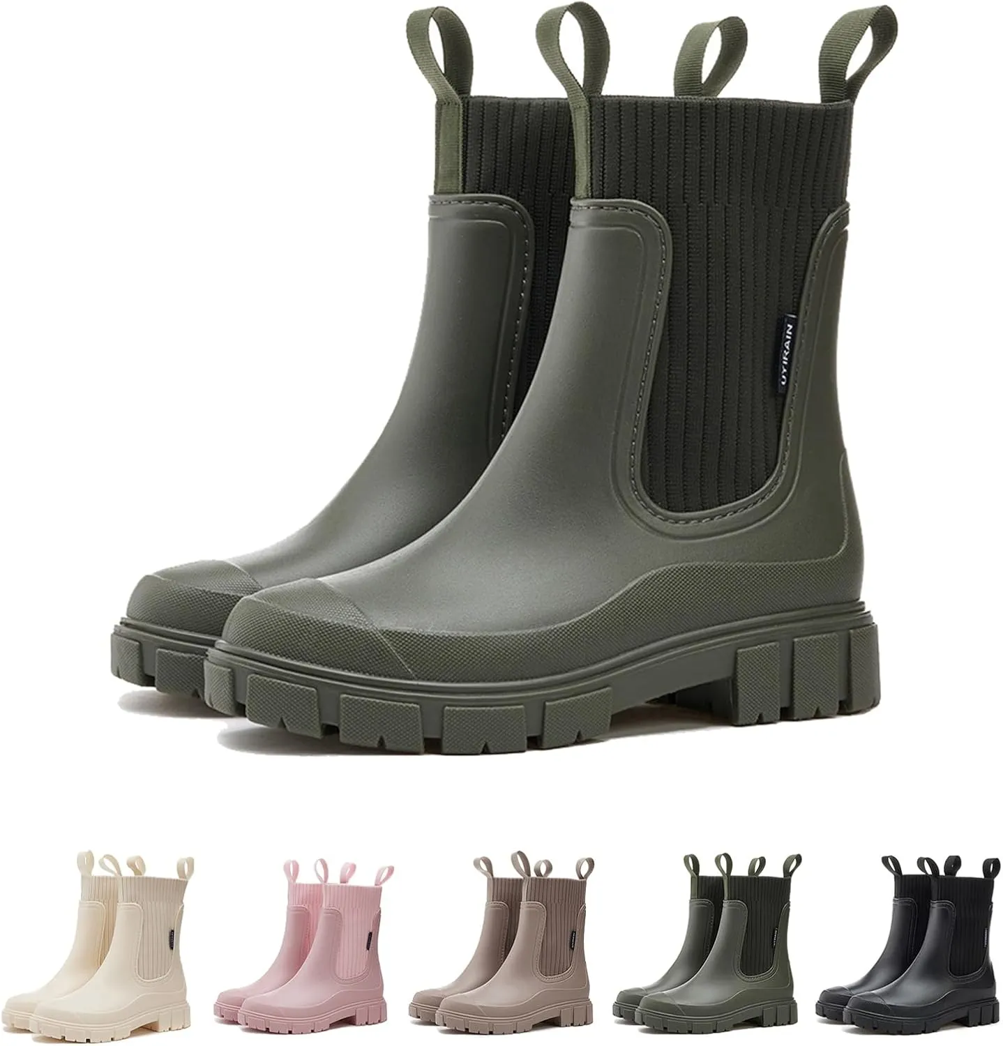Women's Solid Color Waterproof Rain Boots, Waterproof Non-Slip Thick Sole Boots, Lightweight Stylish Ankle Shoes