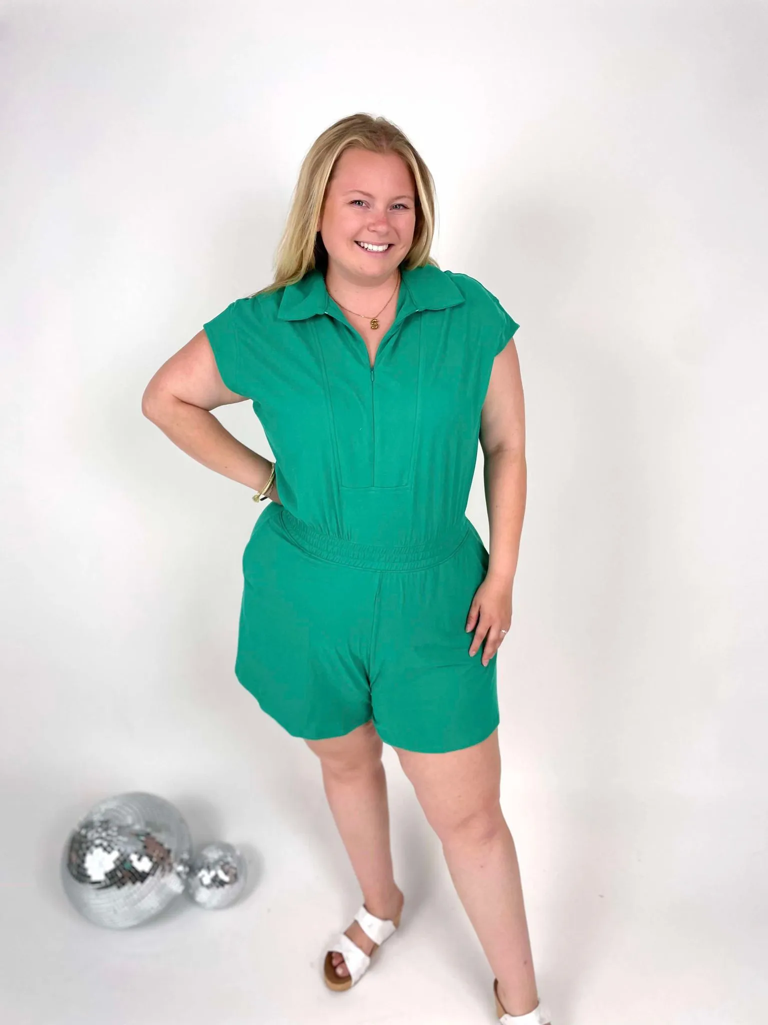 Zip-It-Up Romper in Emerald Green